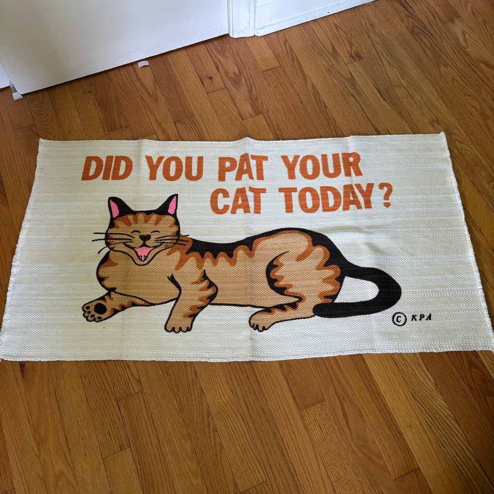 Vintage Cat-Themed Decorative Mat - Orange and Black